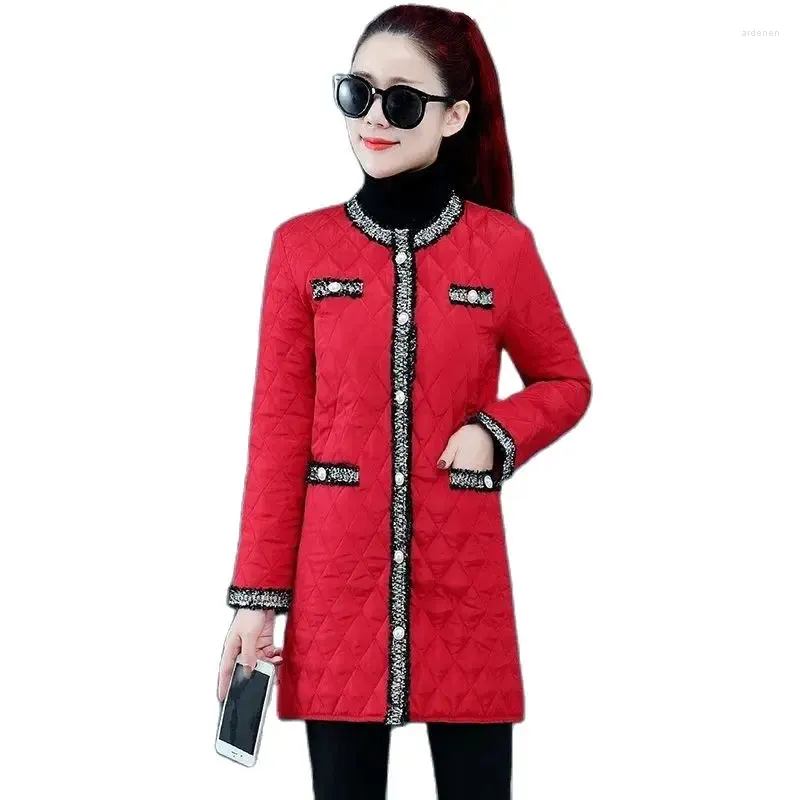 Kadın Trençkotları Pamuk Parkas Down Parkas Damalı Damalı Hafif Ceket Kadın Orta Uzunluk Sonbahar/Kış Kore Gevşek Ceketler