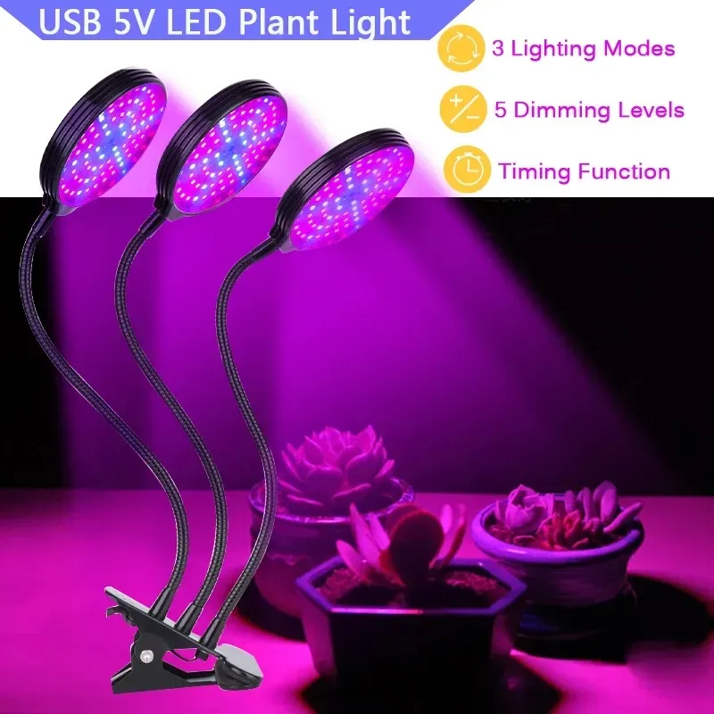 LED Grow Light Red And Blue DC5V USB Full Spectrum Phyto Lamp Desktop Clip Picture Lamps Indoor Plants Flowers