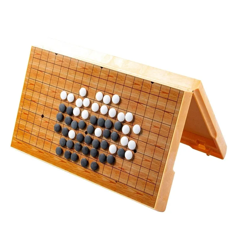 磁気折りたたみテーブルゴーチェスセット中国の古いボードゲームWeiqi Checkers Gobang Magnetism Plastic Go Game Chillen Toy Gift 231227