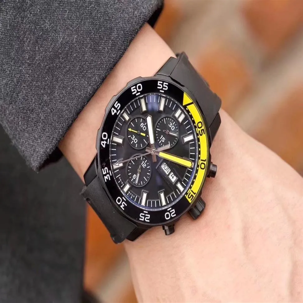 Najwyższej jakości czarny gumowy pasek Zegarek luksusowy designer morski męski stal nierdzewna automatyczna kwarcowy ruch obserwacyjny Sports WR203W