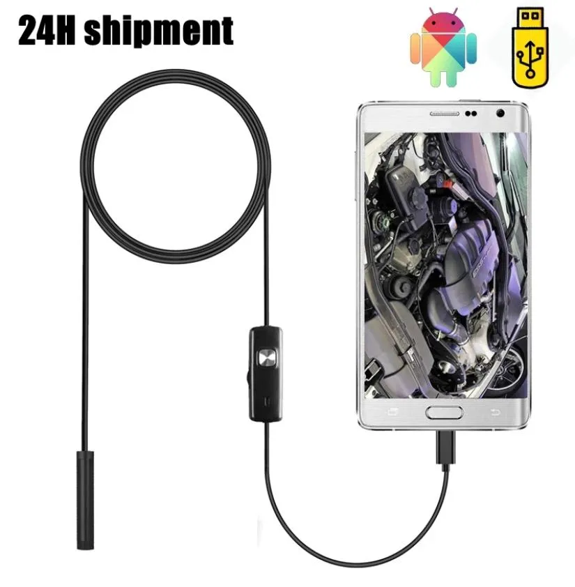 7mm 55mm endoskopkamera flexibel IP67 Vattentät mikro USB Industrial Endoscope Camera för Android Phone PC 6LED justerbar7272928