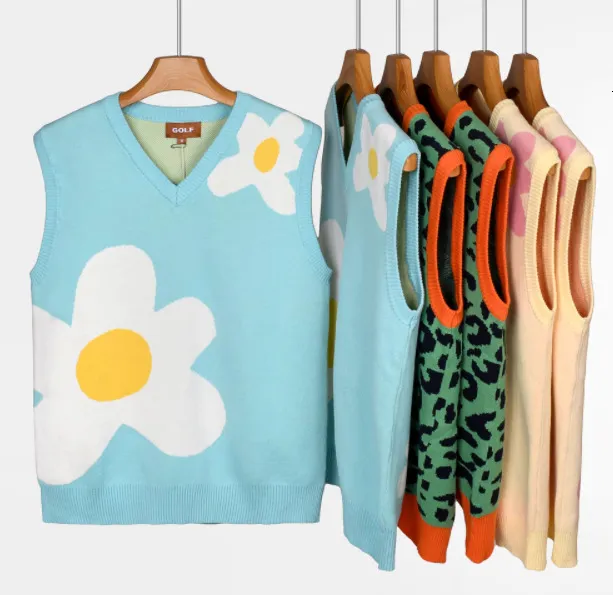DHgate Golf Flower Le Fleur Mens Knitted Casual Sleeveless Sweater Vest 2024 Version High Quality Apparel