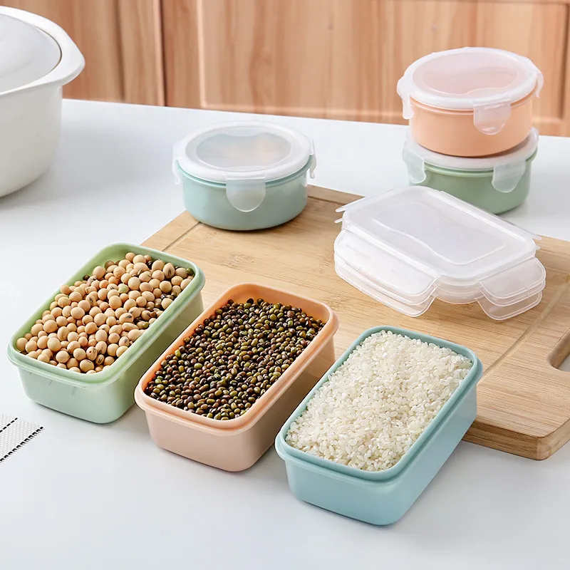 Mini Food Storage Container Set - Round & Rectangular Plastic Lunch Box ...