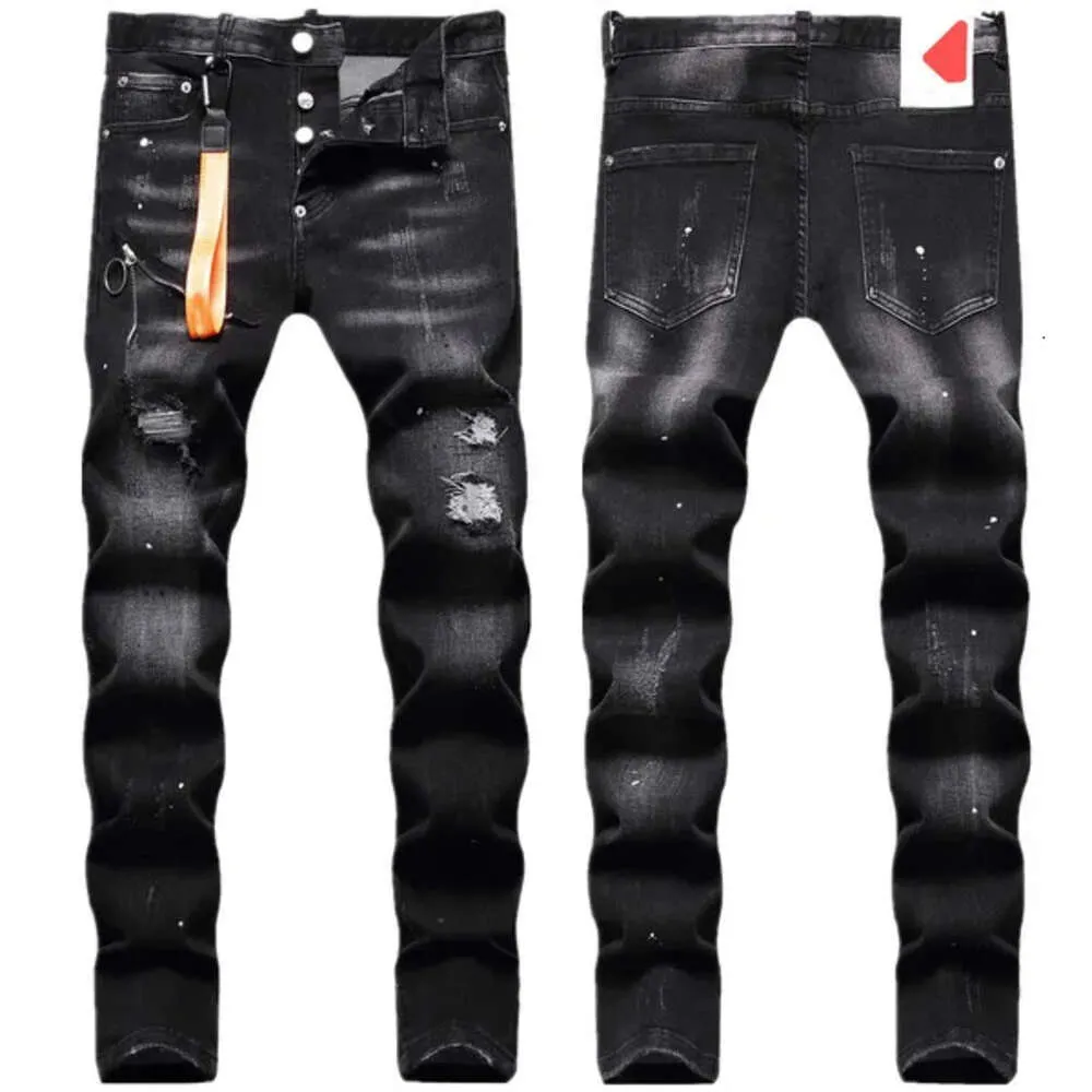 Mens Dsquare Jeans Men D2 Jean Ksubi Jeans Street Trend Zipper Chain True Jeans Decoration Ripped Rips Stretch Black Motocycle Denim 16 781