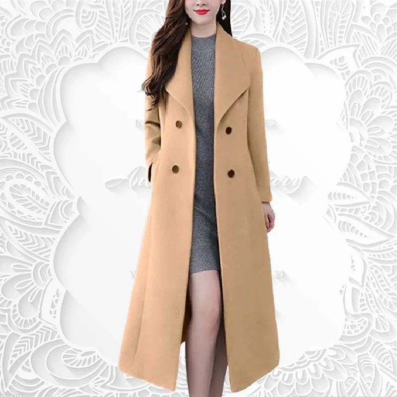 Autumn Winter Women Fashion Long Coat Warm Pure Color With Pocket Ladies Outwear High Quality Loose Clothing for Womens 231227