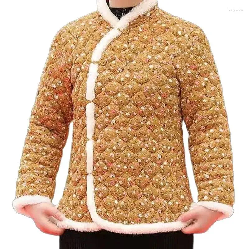 Damengrabenmäntel Cheongsam Baumwolljacke Chinesische Stil große Blumenjacken Imitation Alte gepolsterte leichte dünne Mantel Weibchen