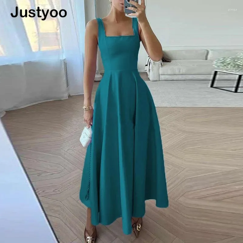 Casual Dresses Sexy Cocktail For Women Summer 2023 Evening Party Elegant Camisole Dress Strappy Square Collar Vestidos