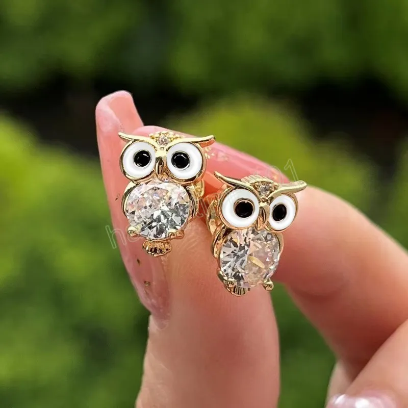 Boucles d'oreilles hibou mignonnes pour femmes, cadeau délicat, bijoux en cristal brillant pour la vie quotidienne, accessoires de Design exquis pour femmes