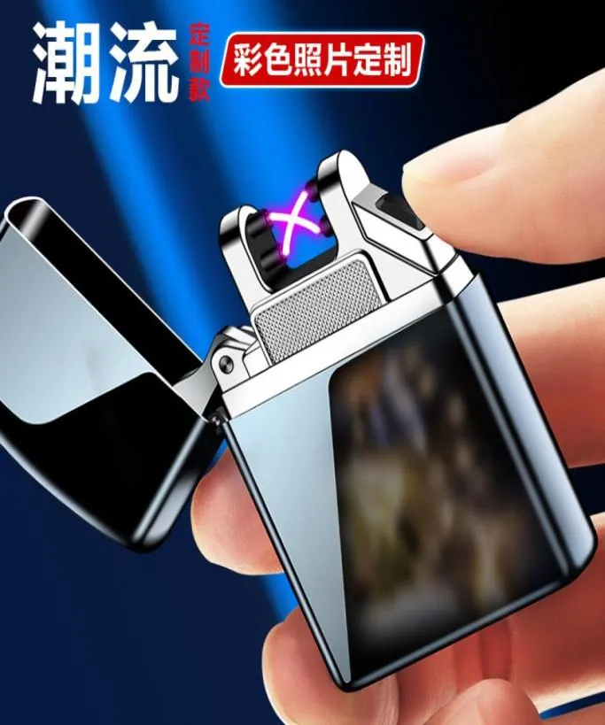 Mini électrique plus légère pour cigarette Double plasma Arc USB Lighters Recharrepable Florifable Portable Facile to Met in Pocket Torch8169537