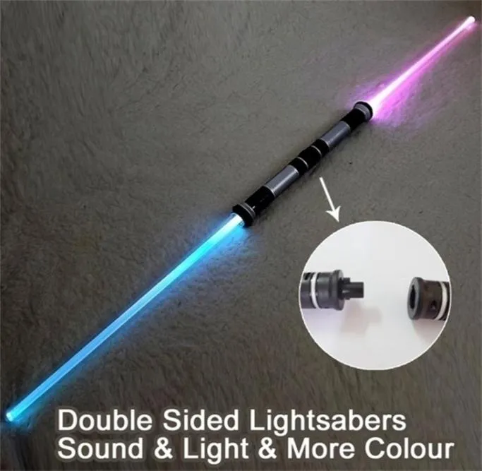 LED SwordsGuns 2 PiecesLot Knipperende Lightsaber Laser Dubbele Zwaard Speelgoed Geluid en Licht voor Jongen Meisjes 2209056454339