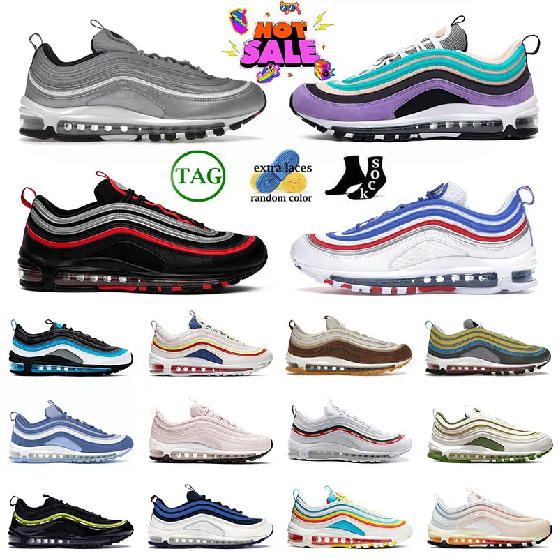 nike air max 97 airmax 97 airmaxs 97s maxs 97 Running Sneakers hommes femmes sneakers Silver Jesus shoes Satan sneakers 【code ：L】