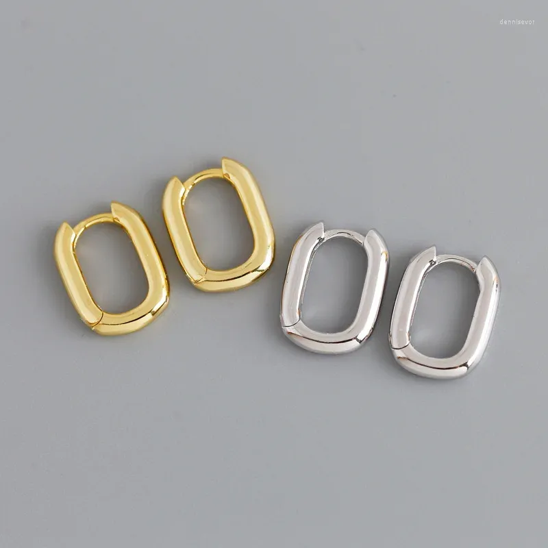 Kolczyki Dangle Geometryczne elipsy pierścieniowe koło Pierścień S925 srebrny klip do uszu złoto i plamowane