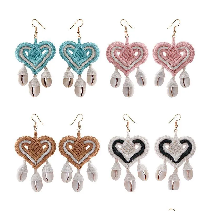 Dangle Lustre Tissé À La Main Noeud Amour Gland Boucles D'oreilles Pour Femmes Cerceau Bohème Frange À La Main Fête Des Mères Drop Del Dhgarden Dhctk