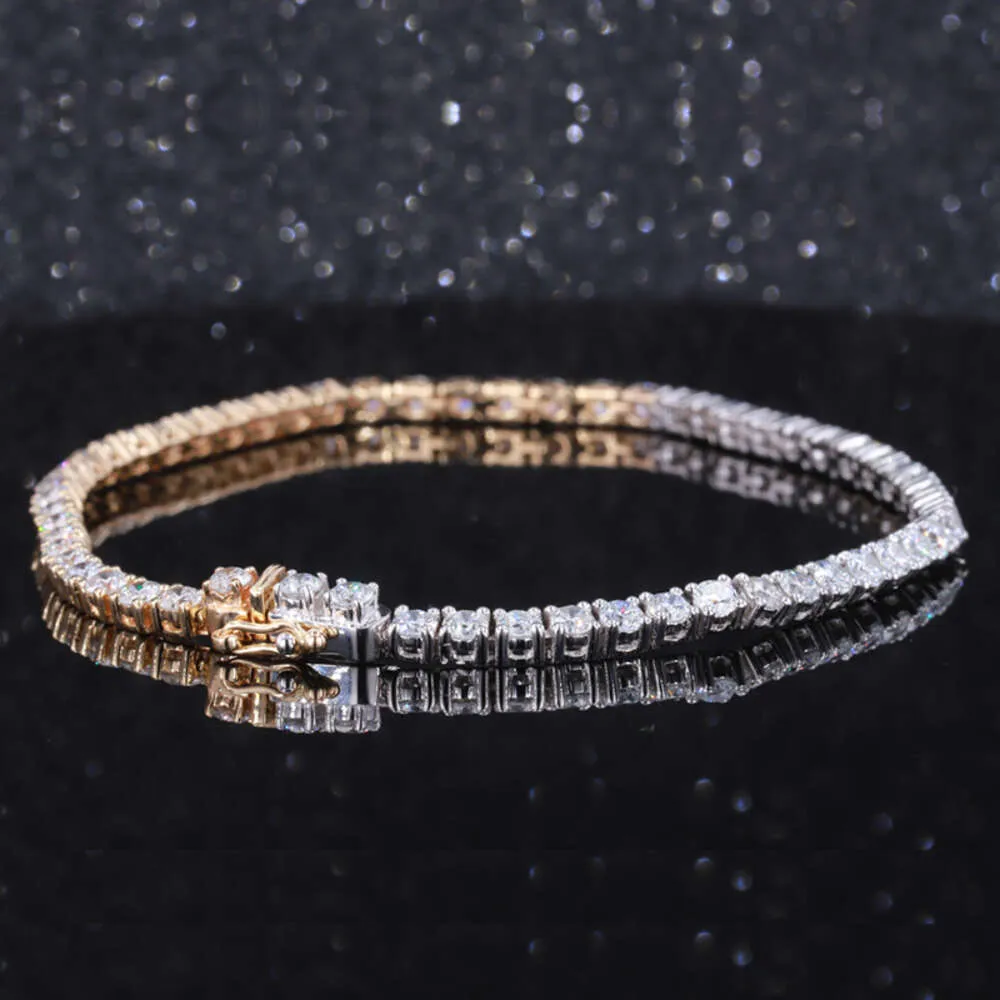 Starsgem – bracelet à breloques rond en diamant Mossinate, or, 4Mm, chaîne de Tennis en Moissanite