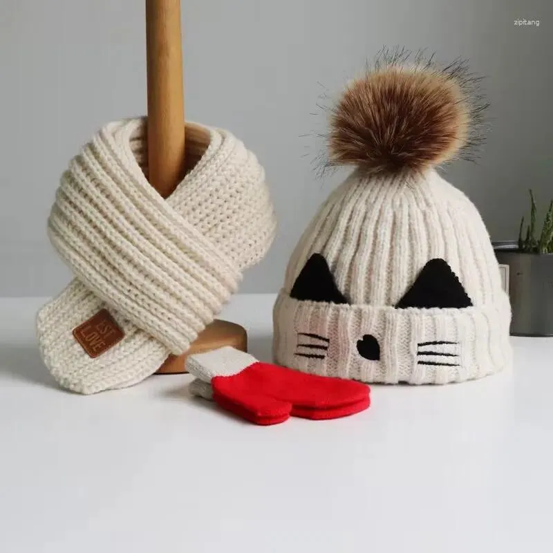 Baretten Babymutsje Sjaal Tweedelig Herfst/winter Kinderhals Schattig Kasjmier Gebreide Wollen Voor Jongens En Meisjes