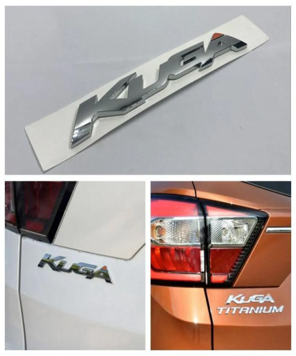 Kuga Letters Logo Chrome ABS Decal Car Bakre stam Lid Badge Emblem Sticker för Kuga6332719