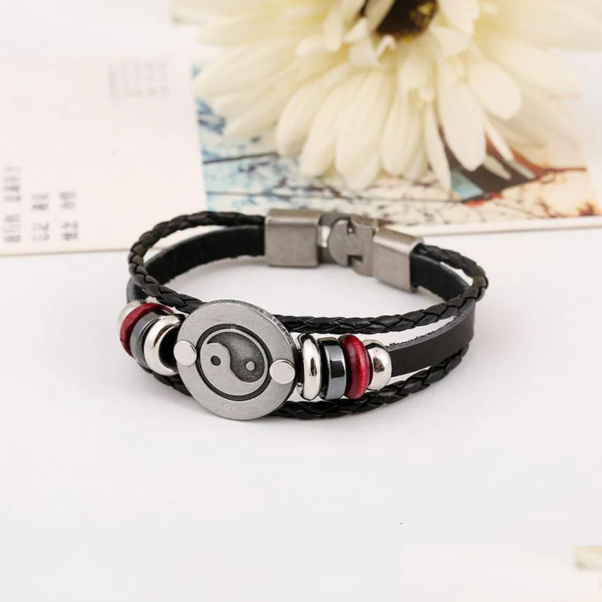 Charm-Armbänder Update Yinyang Armband Mlti Layer Lederarmbänder Damen Herren Modeschmuck Will And Drop Delivery Jewelr Dhgarden Dhgvx