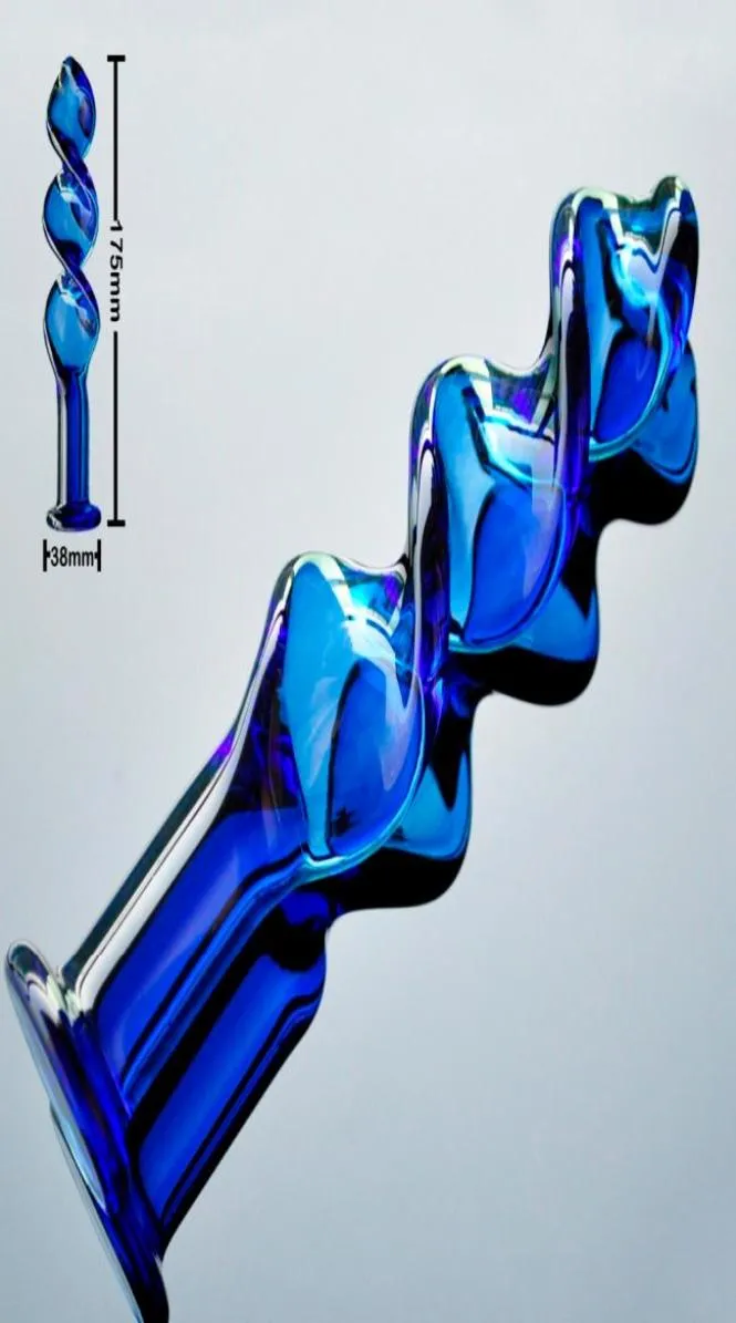 38mm blue screw pyrex glass anal dildo butt plug crystal fake penis artificial dick adult sex toy for women men gay masturbation Y8162806