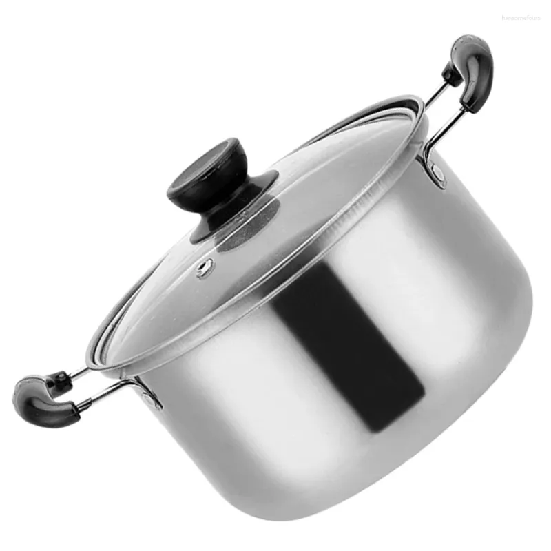 Dubbelpannor 1 st rostfritt stål ångpanna praktisk lagerpott kök matlagning soppa med visuellt lock för hem (16 cm)