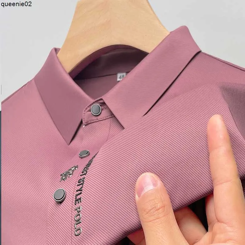 Nya polo korta ärmar på marknaden Men Polos Summer Business High-End Solid Color High Quality Short Sleeve Polo Shirt Lapel Collar New Men Fashion Casual Trace