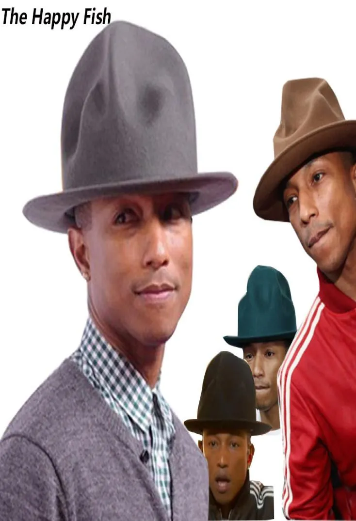 pharrell hatt filt fedora hatt för kvinnliga män hattar svart topp hatt y2001108534659