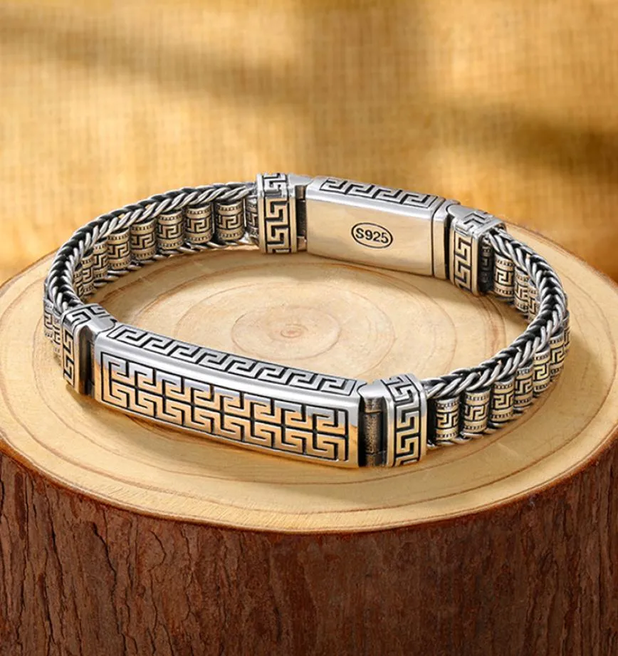 Brand New National Tide Back Word Pattern Handwoven Bracelet for Men Domineering Korean Version of The Trendy Personality Retro A2825863