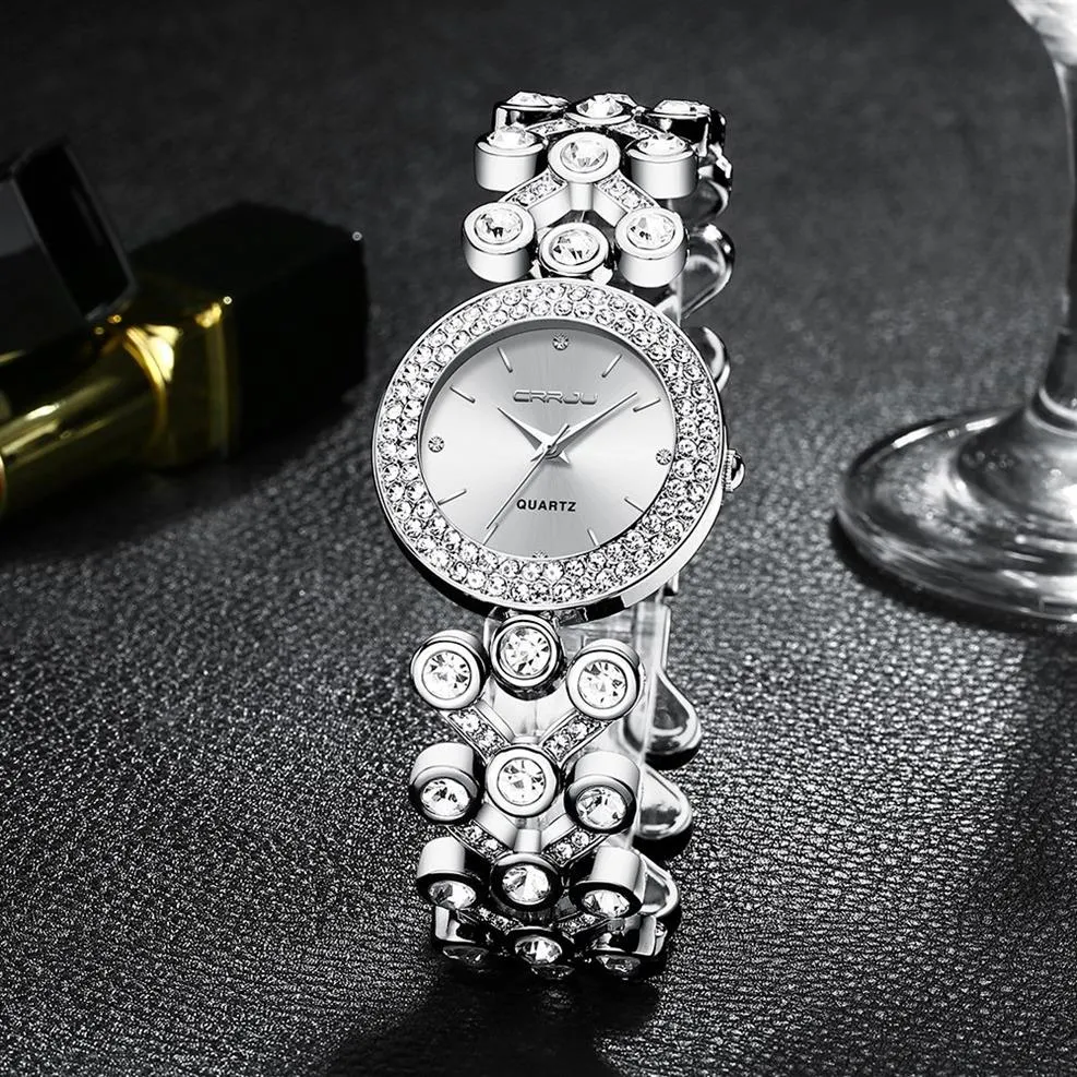 Montres de luxe pour femmes CRRJU ciel étoilé femme horloge montre-bracelet à Quartz mode dames montre-bracelet reloj mujer relogio feminino nice2557