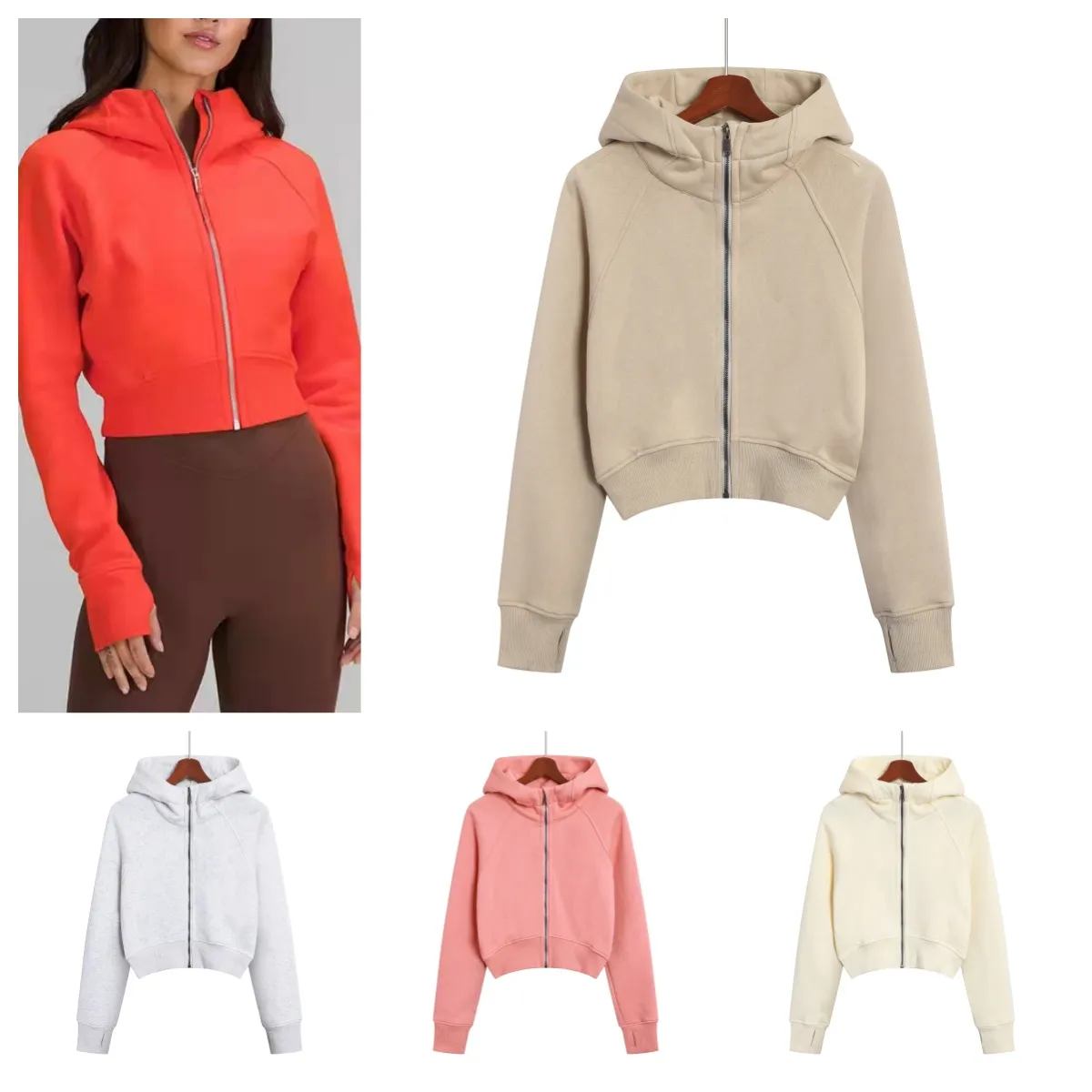 Trendiga kvinnors zip upp hoodies fleece jackor tröjor faller kläder tröjor med fickor vinterkläder