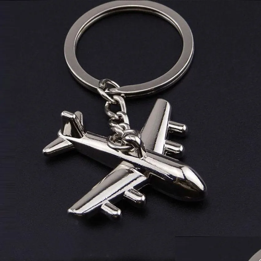 Nyckelringar Uppdatera metallplan Key Ring Shiny Airplane Keychain Holders Pendant Fashion Jewelry For Men Women Christmas Gift Dhgarden Dhjqf