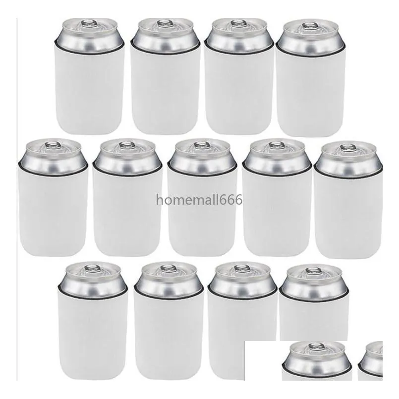 10X13Cm Sublimation Diy White Blank Slim Can Holder Neoprene Insator Cooler Water Bottle Ers Drop Delivery Dhczi