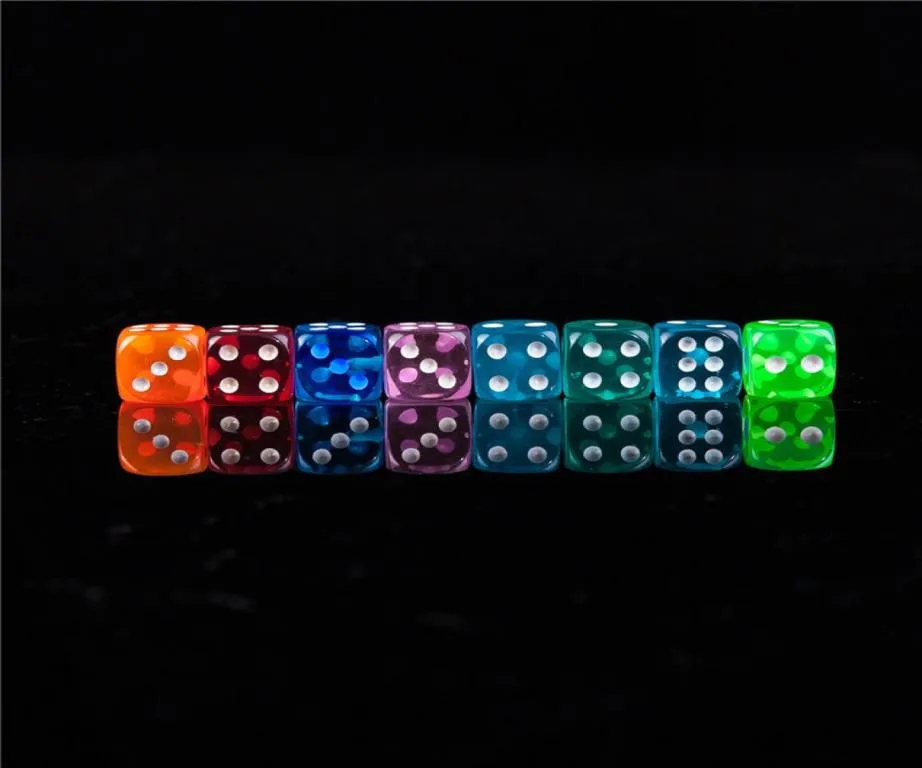 New 100pcs 1218MM Dice Transparent Color Point 16 Digital Automatic Game KTV Dice Acrylic Gambing Dices2243563