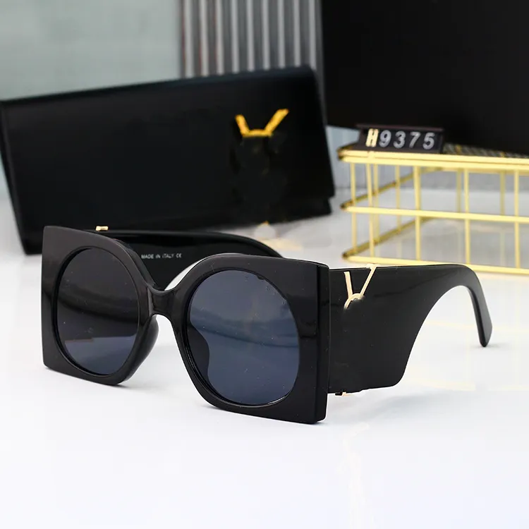 Designer óculos de sol personalizados pernas de espelho ultra largo com logotipo de metal de moda grande quadro óculos de sol com caixa original para homens mulheres proteção solar verão