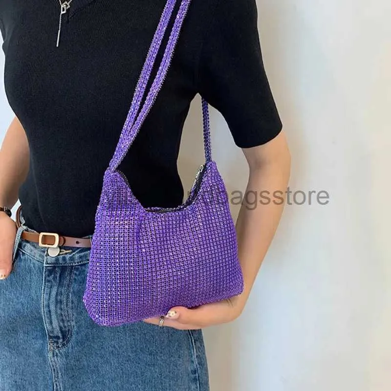 Sacs à bandouliers Fashion Rhingestone Handbag Handbag Femmes Sparkling Evening Claking Tote Purse Design Luxury Causal Dames BagstylishHandbagsstore