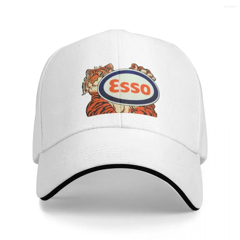 Ball Caps Vintage Tiger Oil Esso Gas Benzine Halftone Baseball Cap Verjaardag Sport Luxe Mannen Hoed Dames