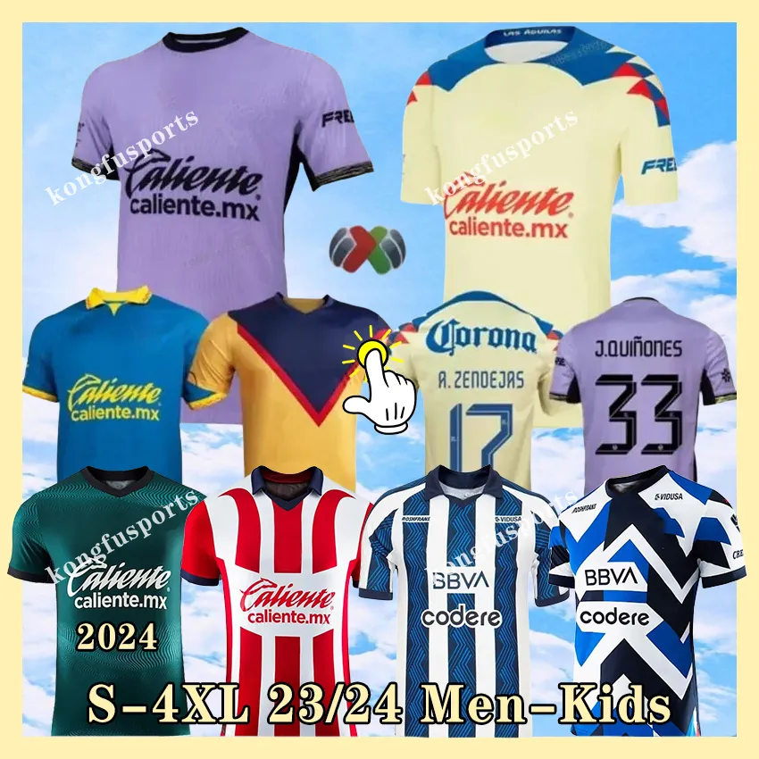 2023 2024 Chivas Deportivo Guadalajara CF Club Club America Rayados Monterrey Unam Soccer Jerseys Kid Kit Camisetas Futbol 23 24 Club Americas Football Shirt Home Away