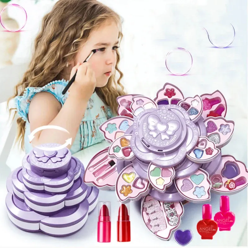 Kids Makeup Kit for Girls Washable Real Cosmetic Safe Non Toxic Make Up Set Toys Little Girl Christmas Birthday Gift 231228