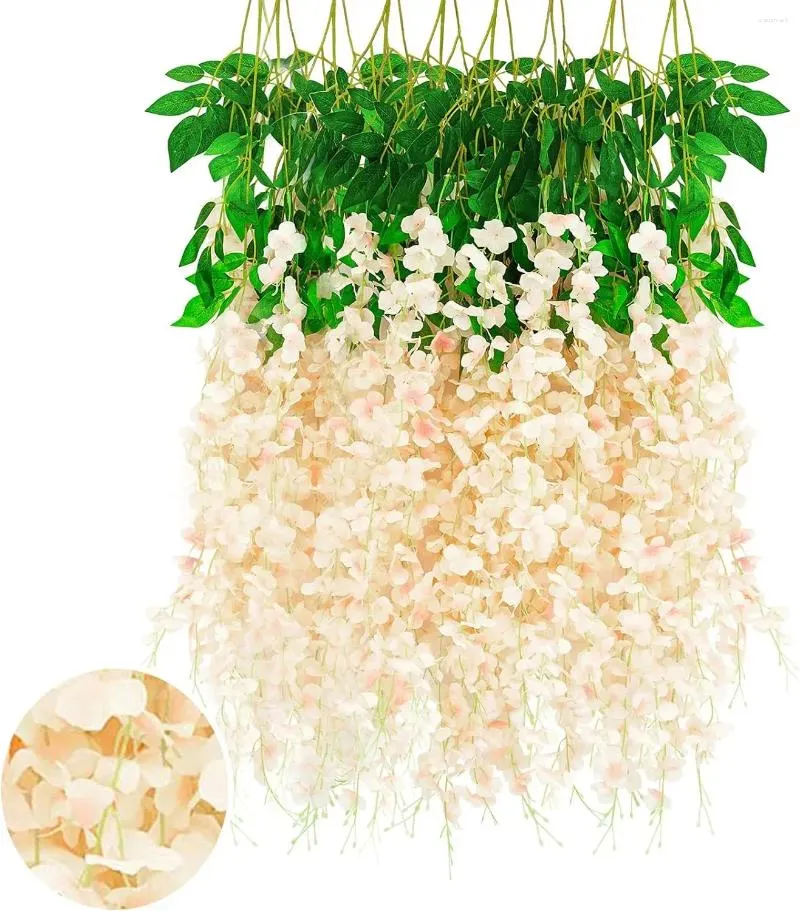 Fiori decorativi 12 pacchetto 3,77 piedi di fiore artificiale viti ghirlanda di griglie di seta per matrimoni giardini pareti da sfondo