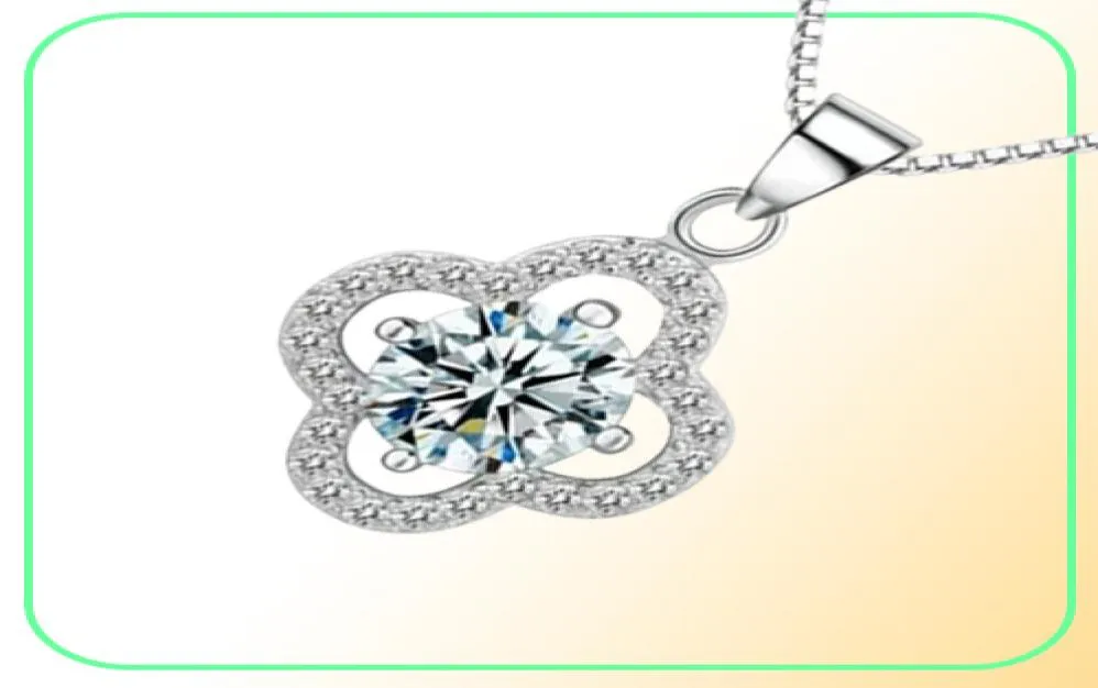 Yhamni Fine Jewelry Solid Silver Necklace Clover Shape Set 1 CT SONA CZ DIAMOND PENDANTネックレス