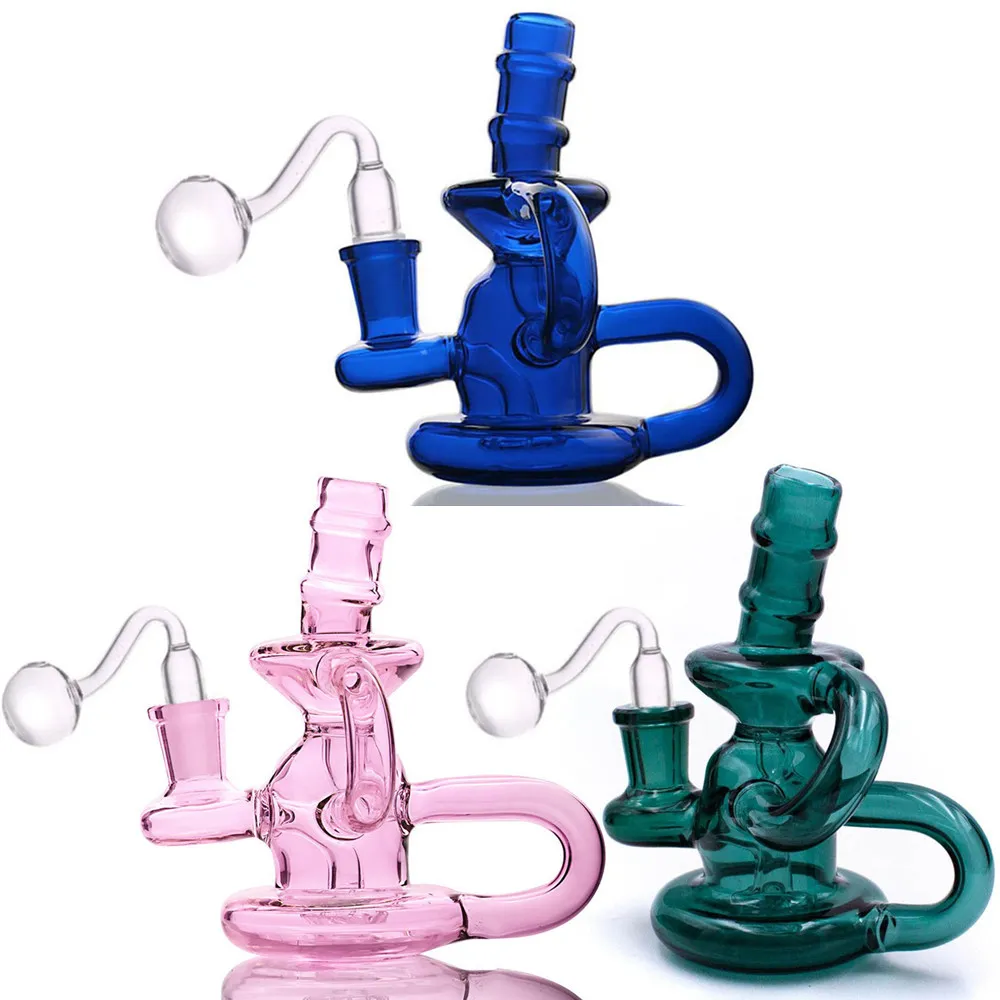 Piccoli impianti petroliferi riciclatori Tubi per acqua in vetro Bong Narghilè inebrianti Bubbler Fumatori Tubi per shisha con percolatore