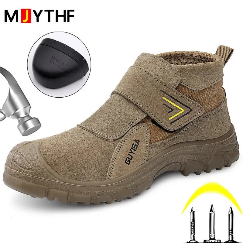 Anti escaldadura sapatos de trabalho de soldagem antismash antipunctura segurança homens botas protetoras resistente ao desgaste masculino industrial 231225