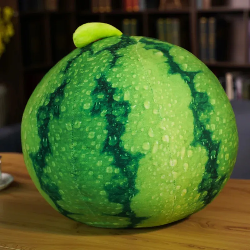 30 60 cm Kawaii Wassermelone Plüschspielzeug Simulation Grün gefülltes Obstkissen süße weiche Puppensofa -Kissen Geschenke für Babyzimmerdekor 231227