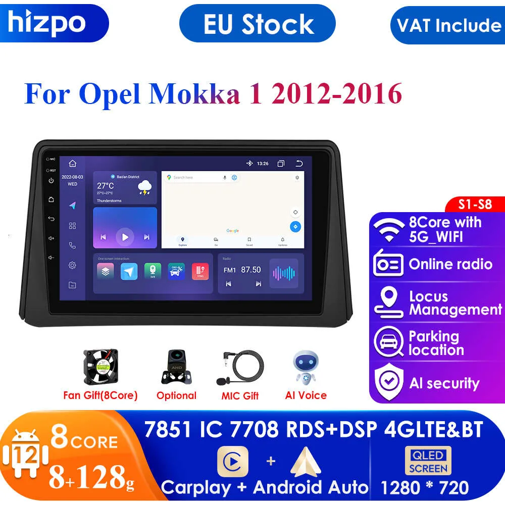 Carplay 4G Android 12 Car Radio for Opel Mokka 1 2012 - 2016 Multimedia Video Player 2 Din WIFI Navigation GPS Stereo DSP Audio