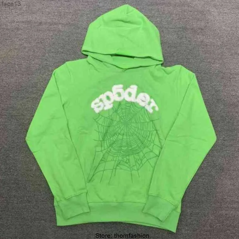 2023 Rouge Sp5der 555 Designer Sweat à capuche Hommes Femmes Haute Qualité Numéro d'ange Feuilletée Impression Graphique Spider Web Sweatshirts S-3XL