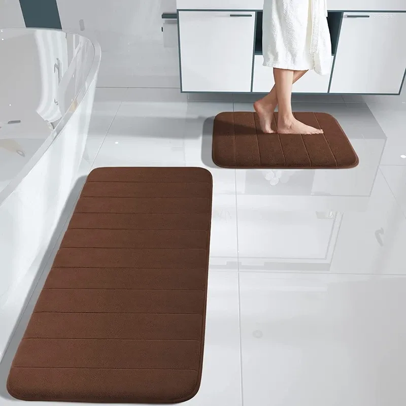 Tappetini da bagno Inyahome Comodo tappeto da pavimento Oversize Extra lungo Tappetino assorbente antiscivolo Runner per doccia Tappeto in memory foam Marrone