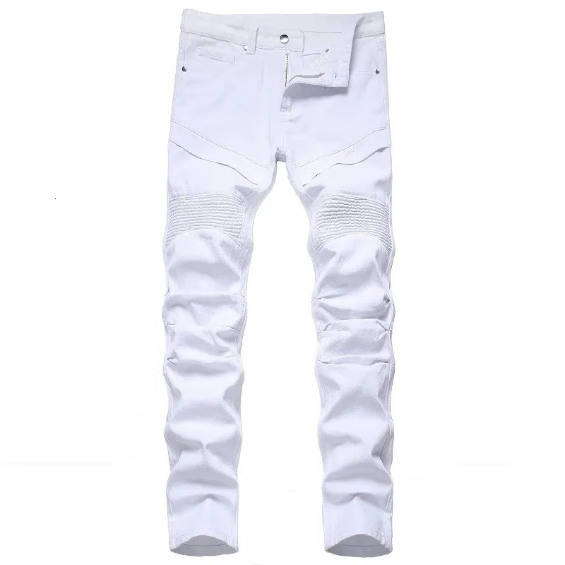 Men's Slim Fit Denim Pants Fashion Elastic Small Feet Casual Jeans European And American Style Digital Design Plus Size 231227