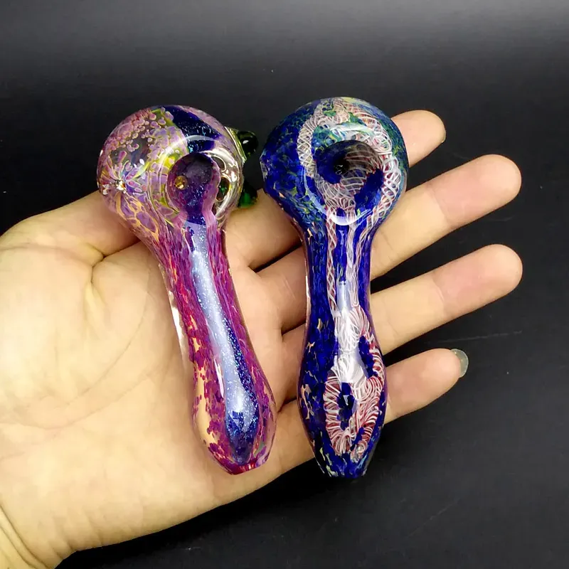 Glass Smoking Pipes Accessories Pyrex Oil Burner Spoon Multiple Colors 3.9 Inch Pink Purple Blue Orangeg Hand Pipe