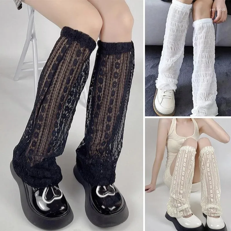 Women Socks Lace Print Flared Gothic Calf Lolita Floral Long Thin Over Knee Fashion Sexy Foot Warming Cover