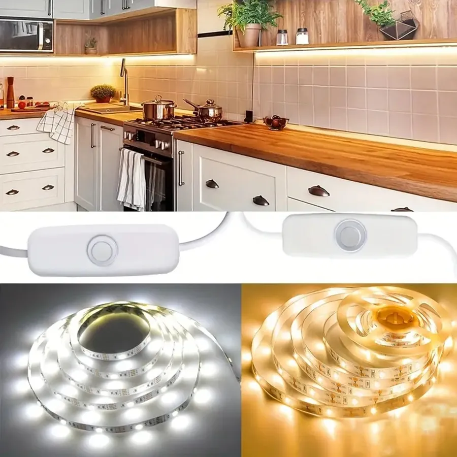 5V USB 13.1ft LED Strip Lights, Warm White LED Strip Lights, Flexible USB Light, For TV Backlight, Bedroom, Cabinet, Kitchen, DIY Lighting