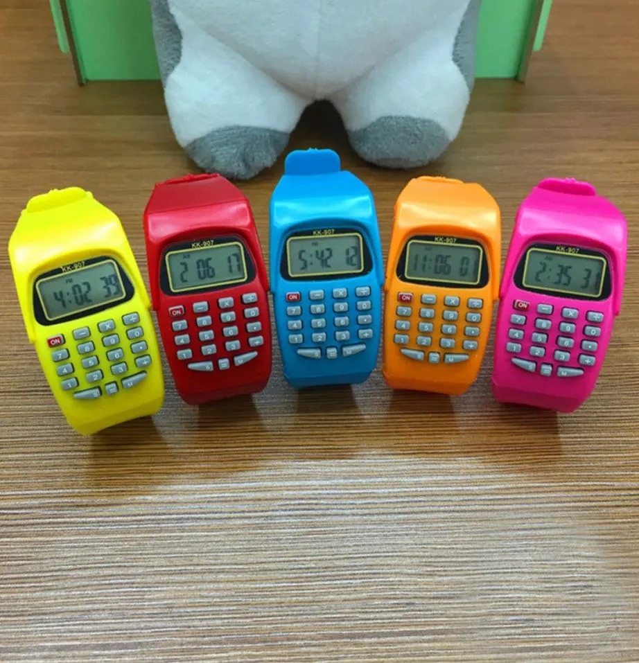Модный цифровой калькулятор с функцией светодиодных часов повседневной силиконовой спорт для детей многофункциональный расчет2497422