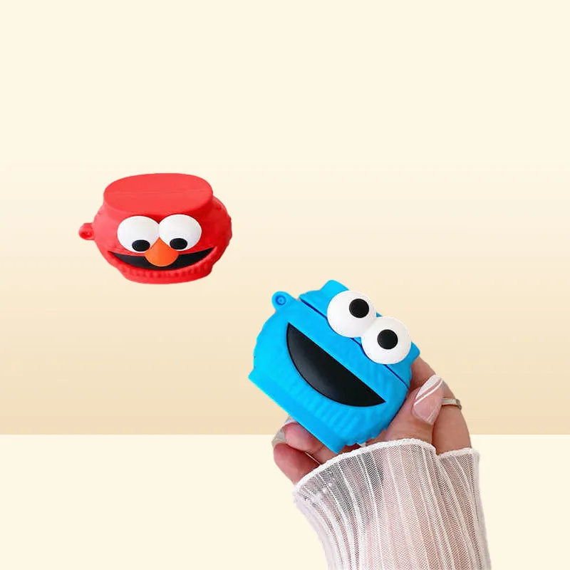 Cute Cartoon 3D Sesame Street Custodia AirPods 1 2 Pro Box Custodia morbida in silicone auricolare Bluetooth senza fili Coque6081503